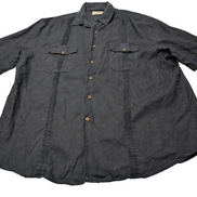 Chemise hawaïenne lin Caribbean noire manches courtes taille XL #711 hawaienne