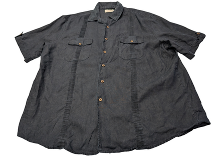 Chemise hawaïenne lin Caribbean noire manches courtes taille XL #711 hawaienne