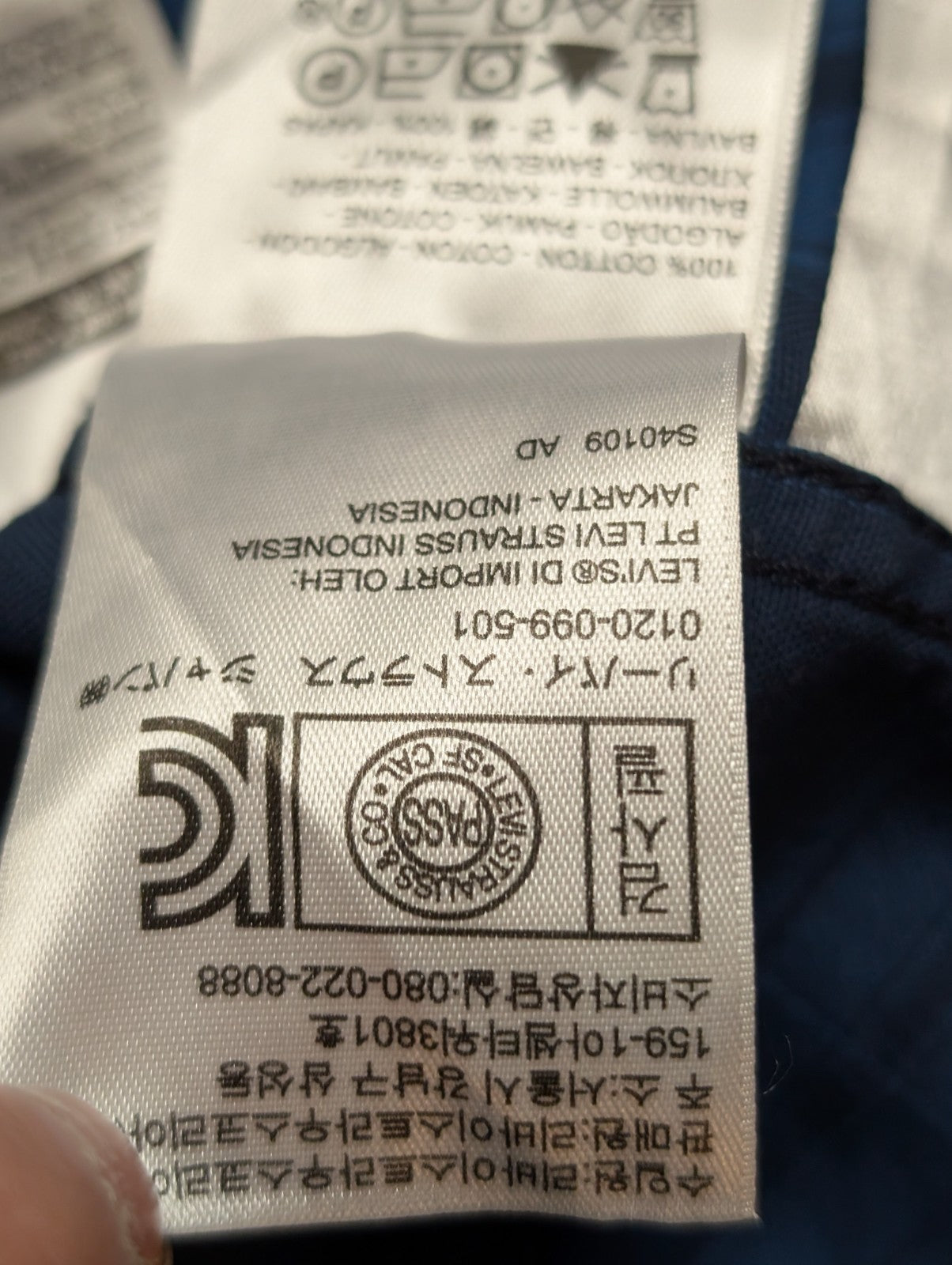 Chemise Levi's à Carreaux Bleu et Bleu Marine Manches Longues Taille M