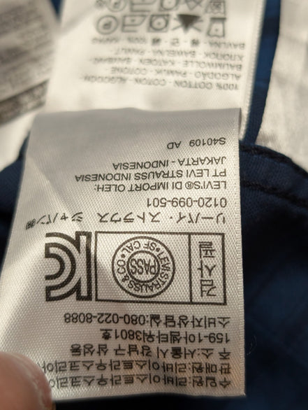 Chemise Levi's à Carreaux Bleu et Bleu Marine Manches Longues Taille M