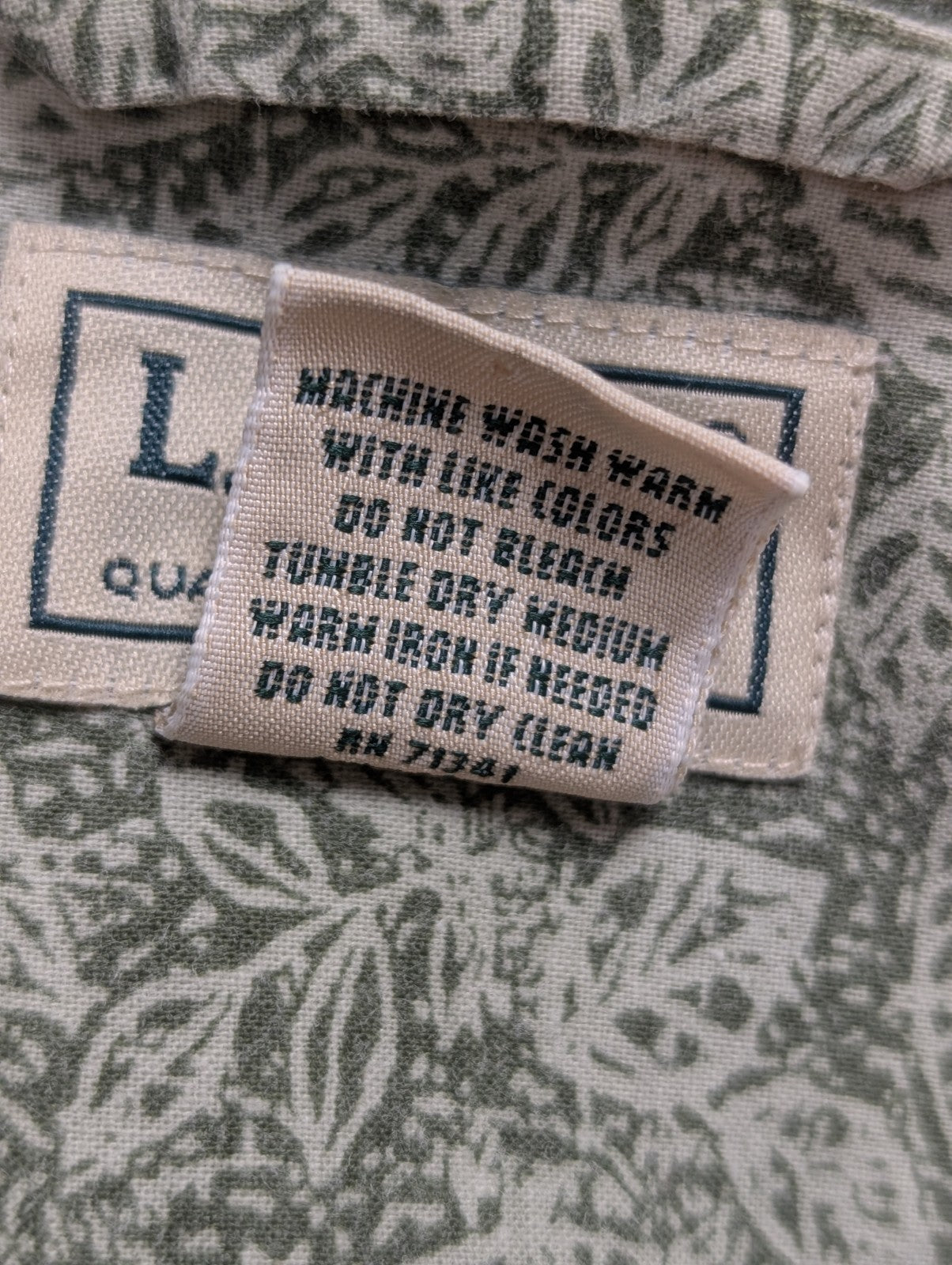 Chemise hawaïenne L.L.Bean vert kaki manches courtes taille L #666 hawaienne