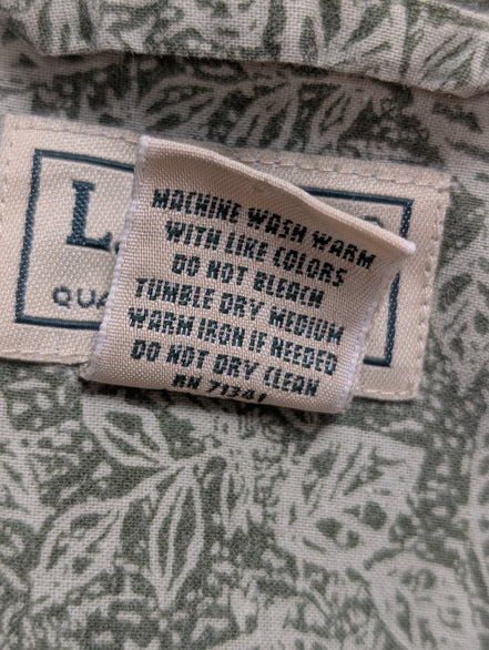 Chemise hawaïenne L.L.Bean vert kaki manches courtes taille L #666 hawaienne