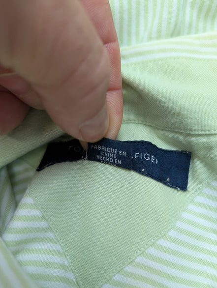 Chemise Tommy Hilfiger verte à rayures taille L #273msch