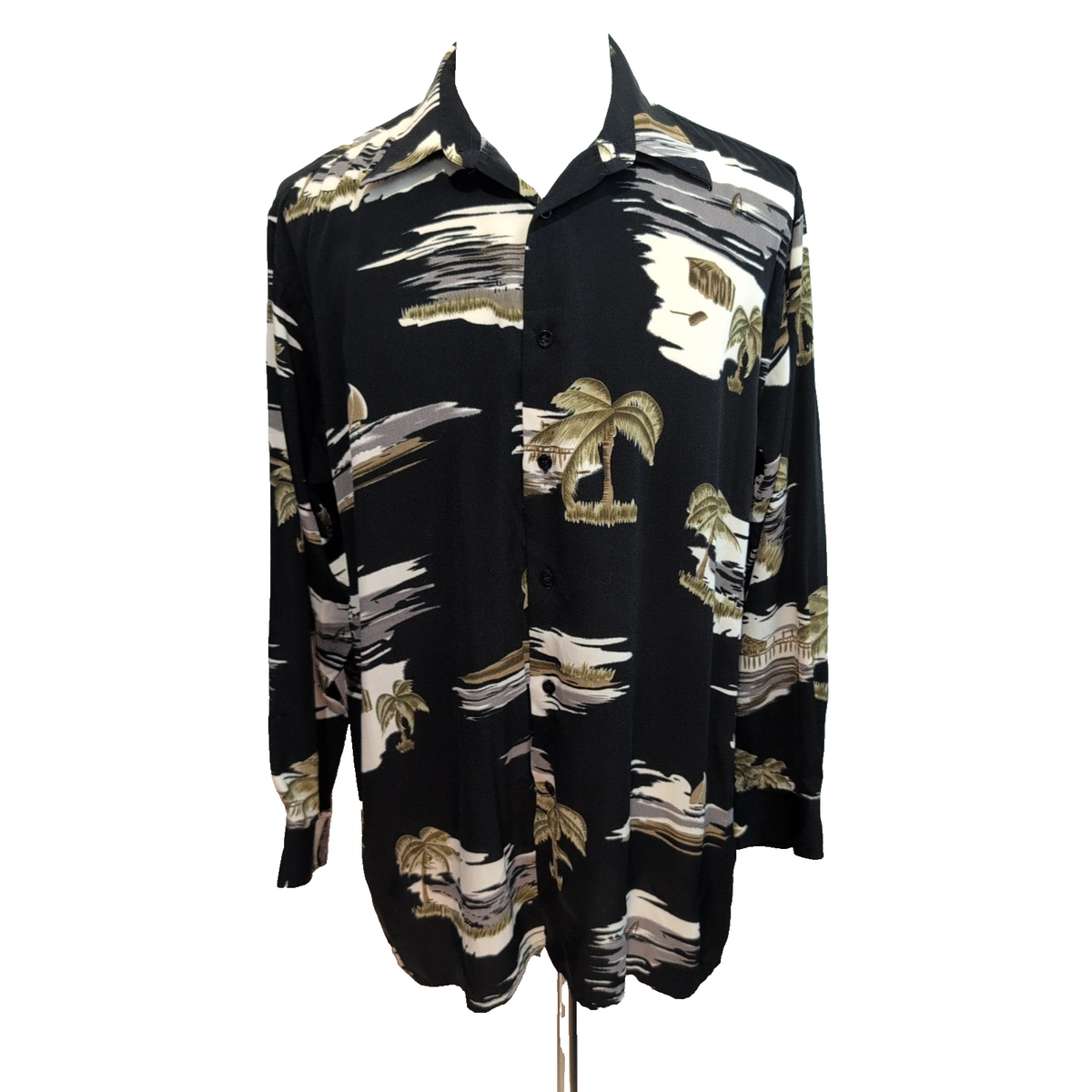 Chemise Hawaïenne Lopresti Polynosic Noir Manches Longues L