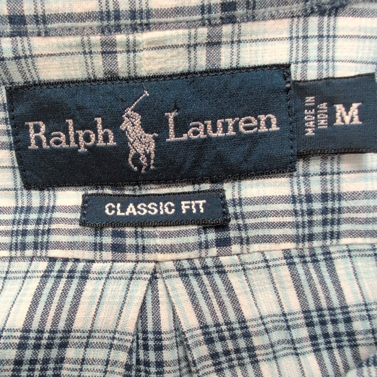 Chemise Ralph Lauren Classic Fit Homme M Vintage Bleu Carreaux Manches Courtes
