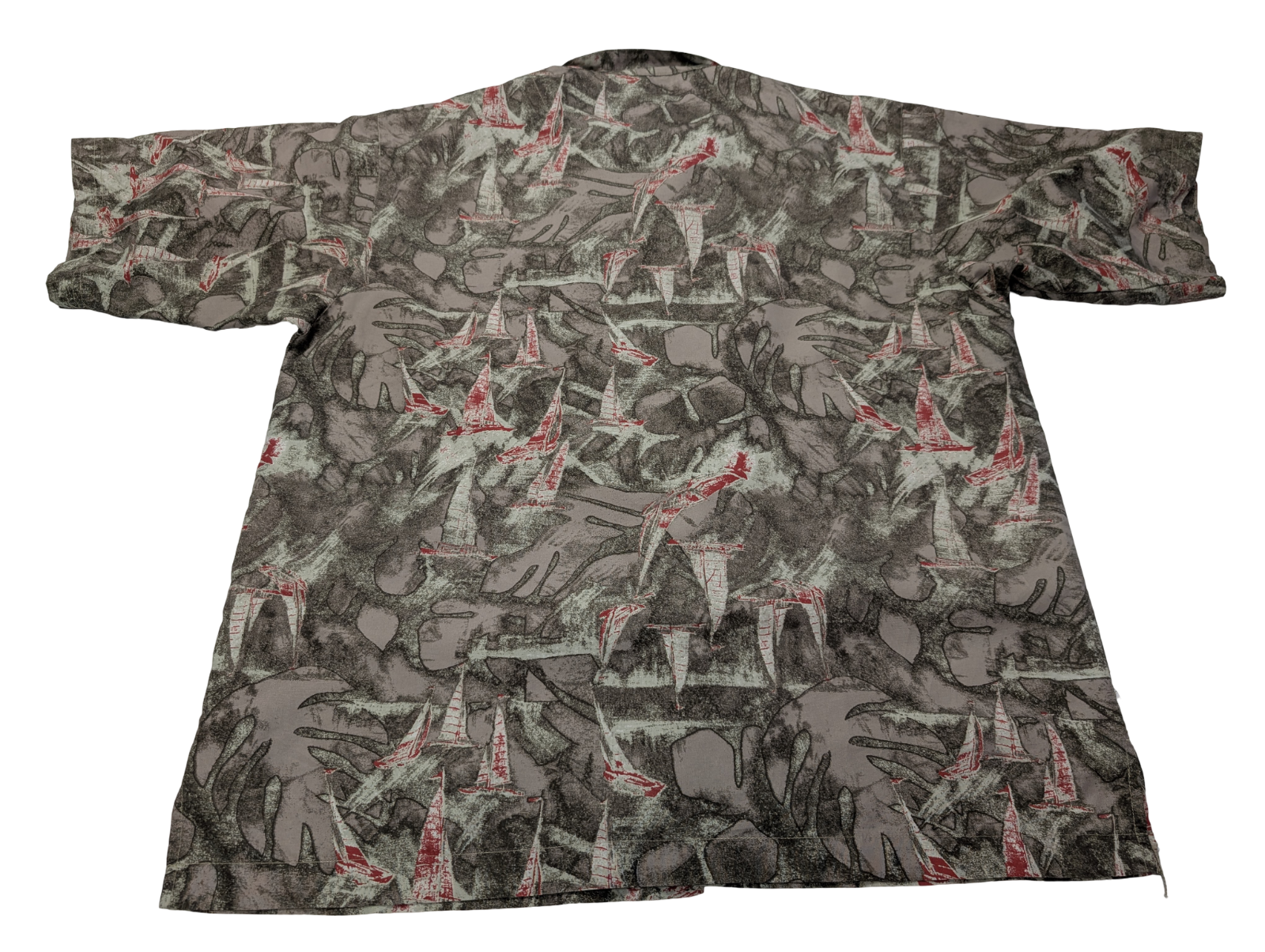 Chemise hawaïenne Bill Blass manches courtes voilier taille L #718 hawaienne