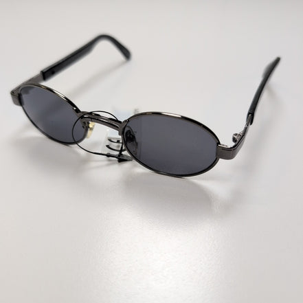 Lunettes de soleil Ovales Noires Y2K Branches Larges Brillante