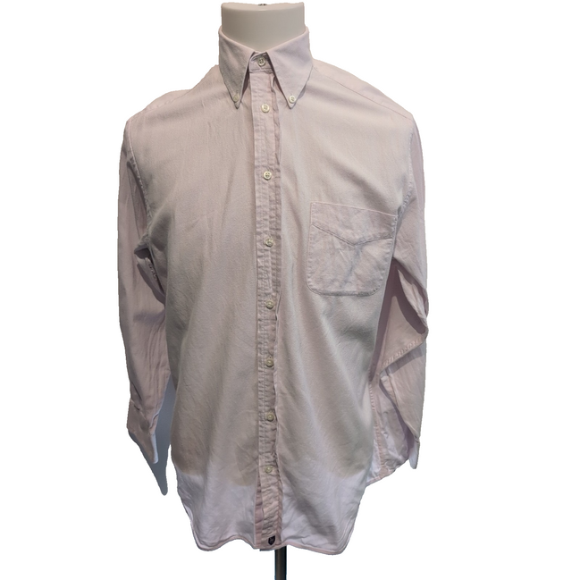 Chemise Henry Jacobson M/L Rose Pâle Unie Coton Logo Brodé Manches Longues