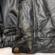 Vintage Leather Bomber Jacket Patchwork Black XL Napoline Coat Veste |48c