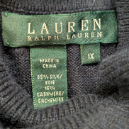Pull Col Roulé Ralph Lauren (Lauren) femme Bleu Marine Soie Cachemire Taille XL