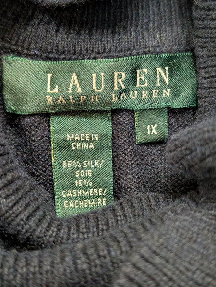 Pull Col Roulé Ralph Lauren (Lauren) femme Bleu Marine Soie Cachemire Taille XL