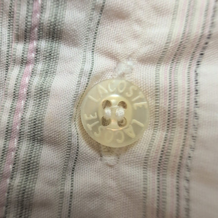 Chemise Lacoste 2XL rose pâle gaufrée manches courtes logo brodé