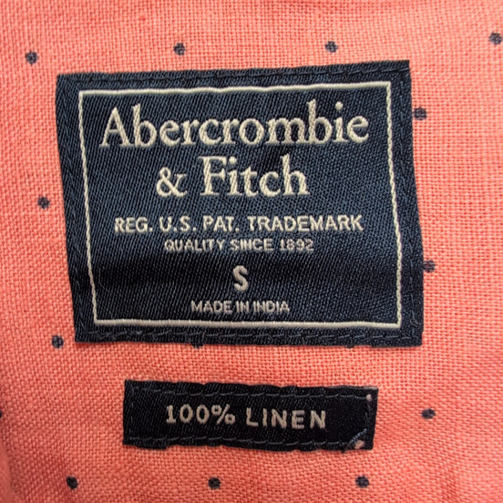 Chemise Abercrombie & Fitch 100% Lin Corail Pois Manches Longues Taille S