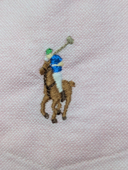 CHEMISE Ralph Lauren Homme L/XL CLASSIC FIT Rose Poudré Logo Marron Poche