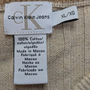Pull CALVIN KLEIN Crème Col V Maille Côtelée Taille XL Coton Luxe Homme Chic