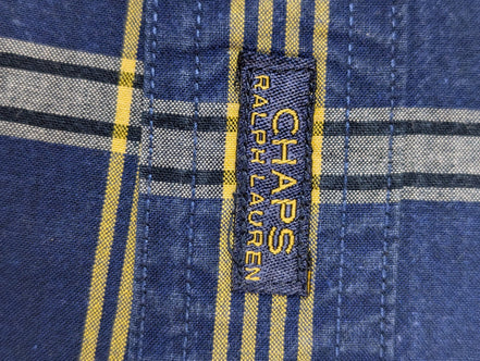 Chemise shirt Chaps Ralph Lauren L carreaux bleu jaune coton button down