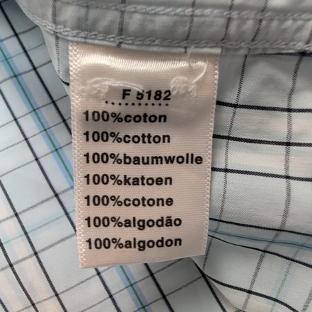 Chemise Lacoste M 40 Made in Hong Kong Bleu Carreaux Logo Crocodile Poche