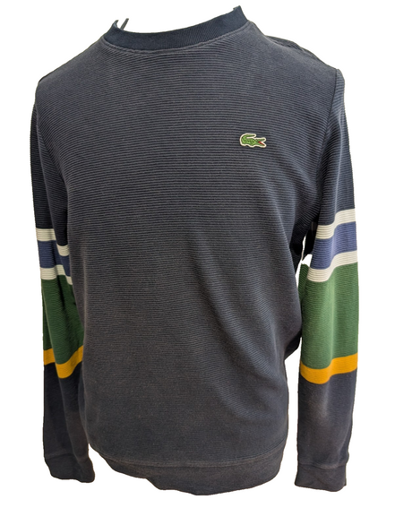 Pull Lacoste M FR4 bleu marine Color Block coton crocodile brodé