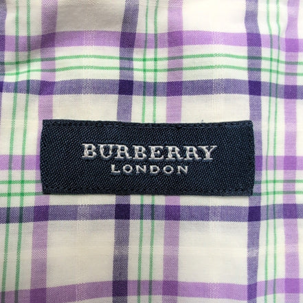 Chemise BURBERRY Violet Carreaux Taille L 100% Coton Logo Brodé manches courtes