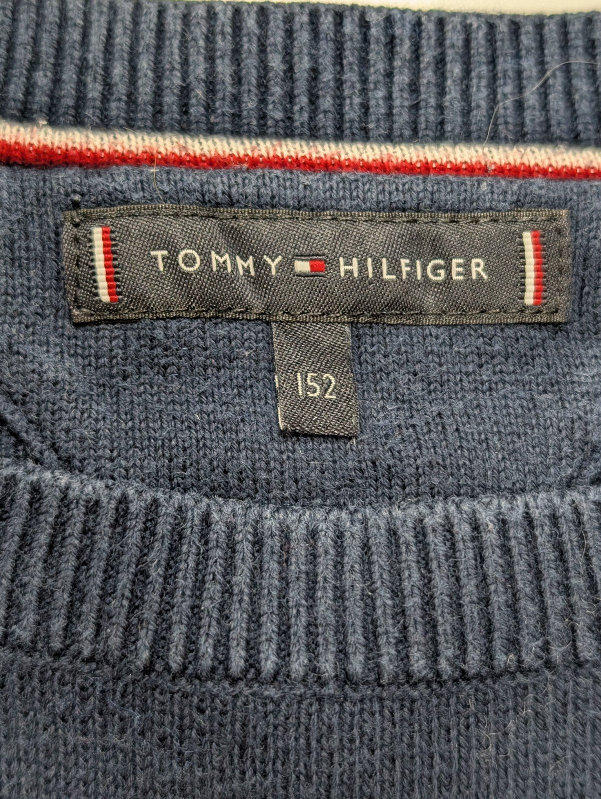 Sweat Tommy Hilfiger vintage bleu marine enfant col rond taille M