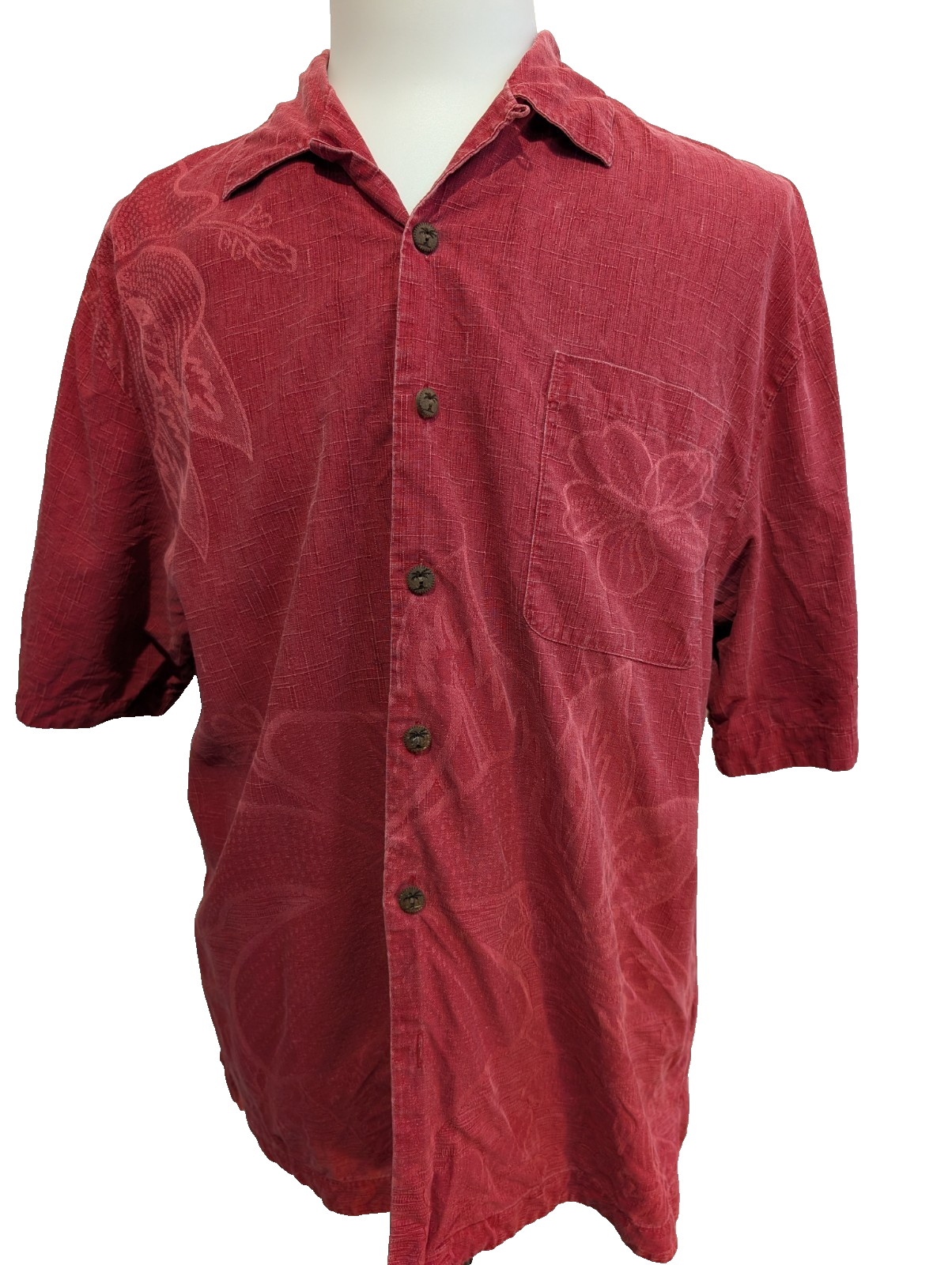 Chemise Hawaïenne Jamaica Jaxx Rouge Foncé 100% Soie - Taille L/XL