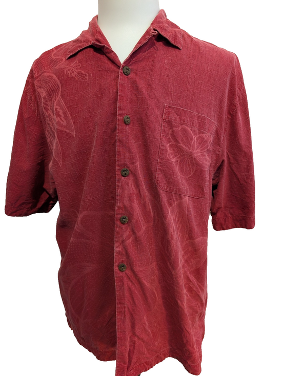 Chemise Hawaïenne Jamaica Jaxx Rouge Foncé 100% Soie - Taille L/XL