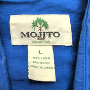 Chemise Hawaïenne Vintage Mojito Style Cuba Panama L Bleu Uni 4 Poches