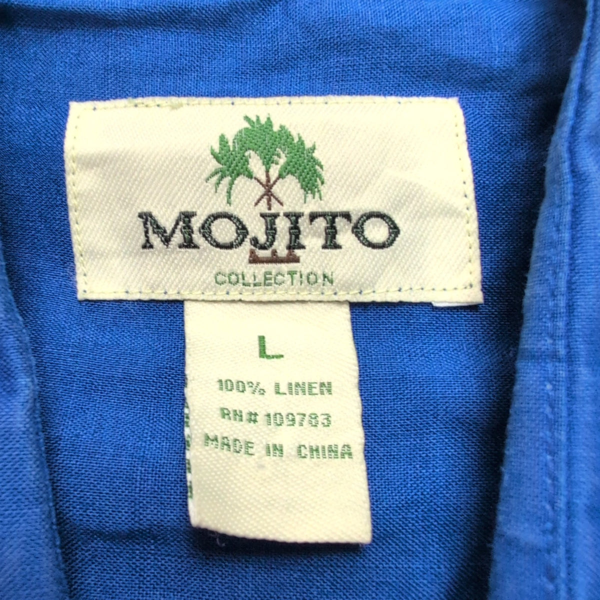 Chemise Hawaïenne Vintage Mojito Style Cuba Panama L Bleu Uni 4 Poches