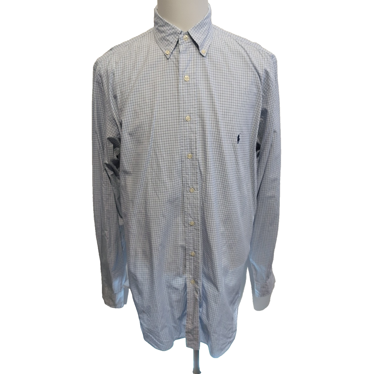 Chemise Ralph Lauren XL LT Bleue Carreaux Classic Fit Shirt Button Down Coton