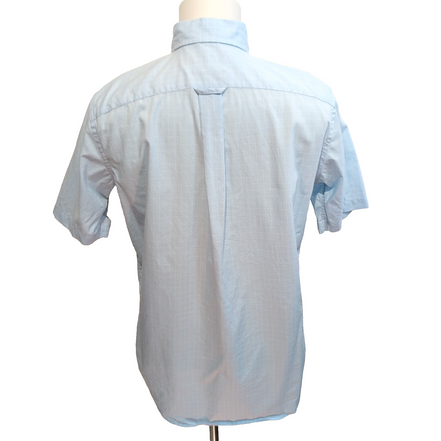 Chemise Nautica S Bleu Clair Carreaux Coton Logo Brodé manches courtes