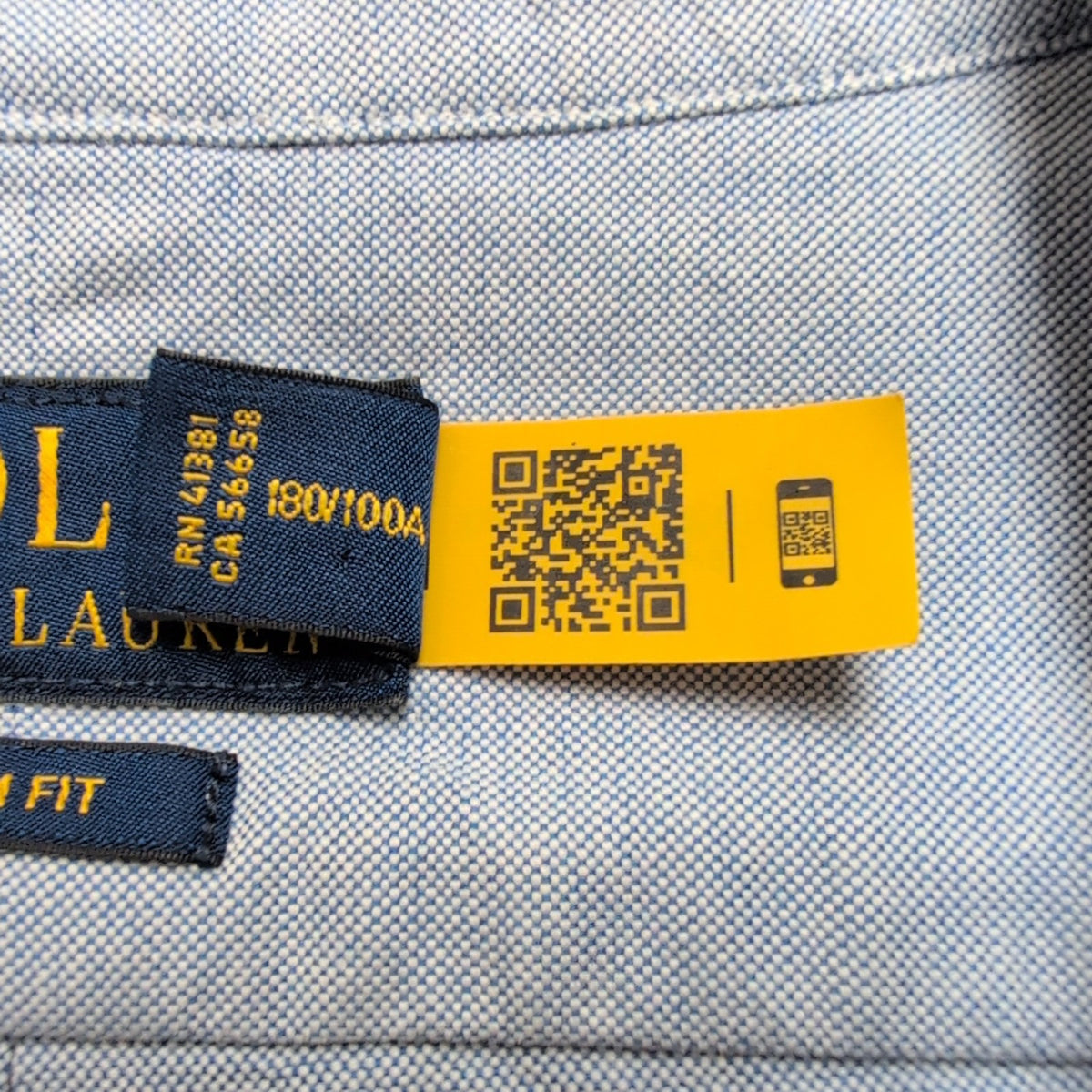 Chemise Polo Ralph Lauren L Bleue Unie Logo Marron Manches Courtes QR Code