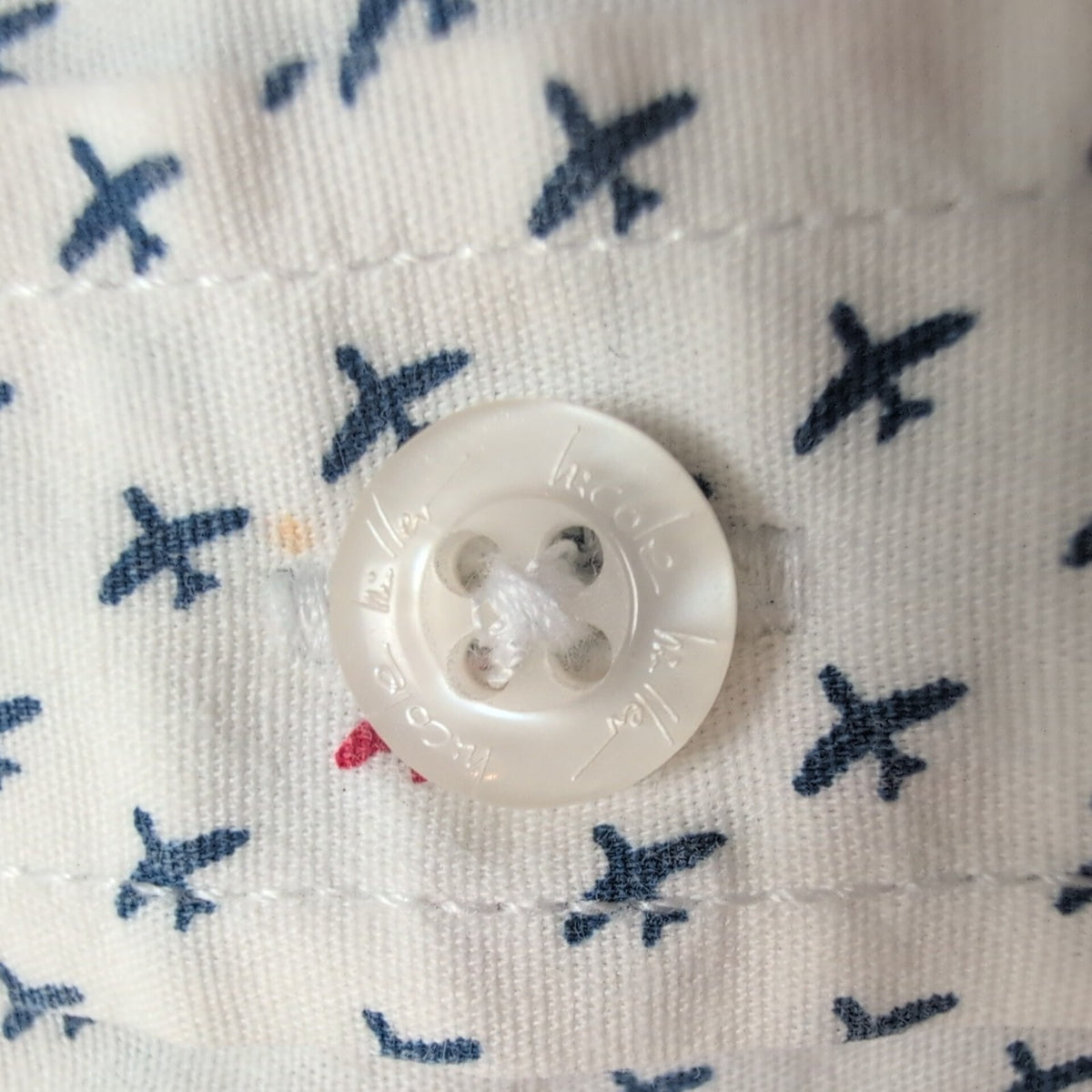 Chemise Nicole Miller XL blanche avions coton stretch manches courtes