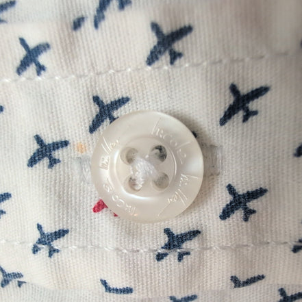 Chemise Nicole Miller XL blanche avions coton stretch manches courtes