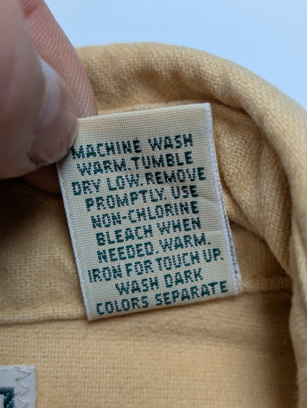 L.L. Bean Chemise Homme XL Vintage Flannelle Workwear CHAMOISÉE Jaune Pâle