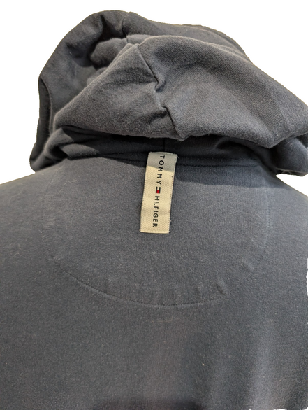 Sweat Fin à Capuche Tommy Hilfiger Bleu Marine - Logo Brodé - Taille M