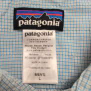 Chemise Patagonia L Bleu Carreaux Nylon Manches Courtes Boutons Pression