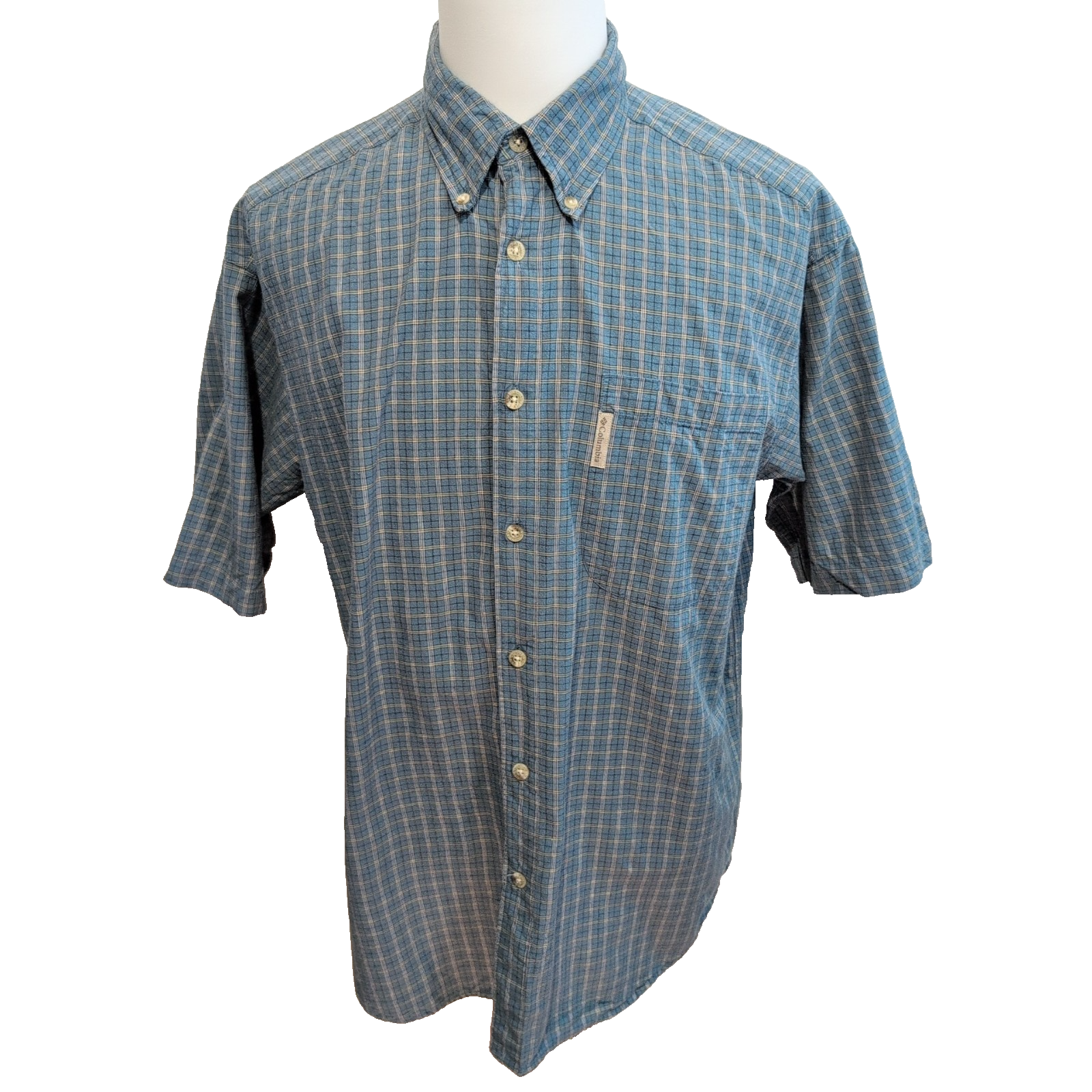 Chemise Columbia L Vert Carreaux 100% Coton manches courtes