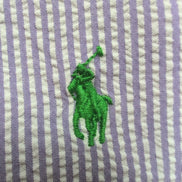 Chemise Ralph Lauren XL Lilas Rayures Gaufrée Logo Vert Button Down Shirt