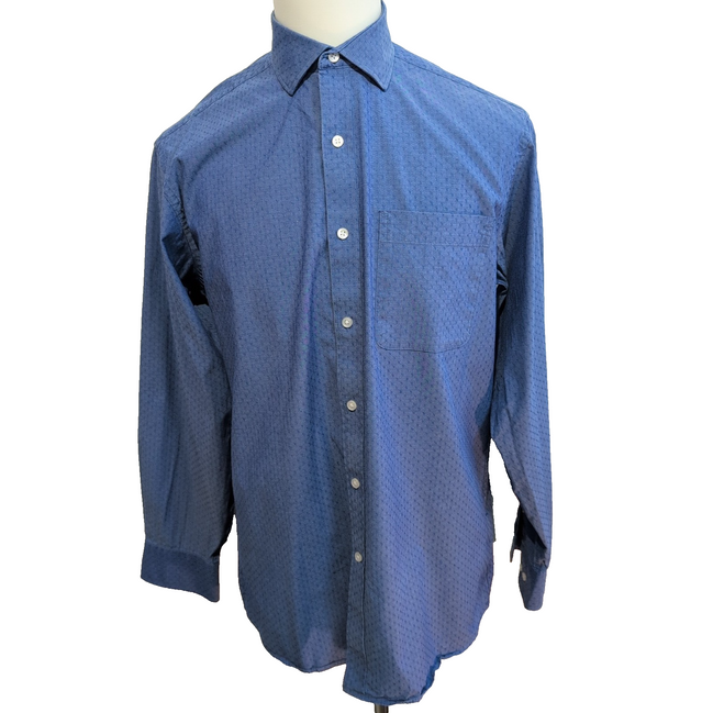 Chemise Tommy Hilfiger Homme Taille M/L Bleue Stretch Coton Micro Motif