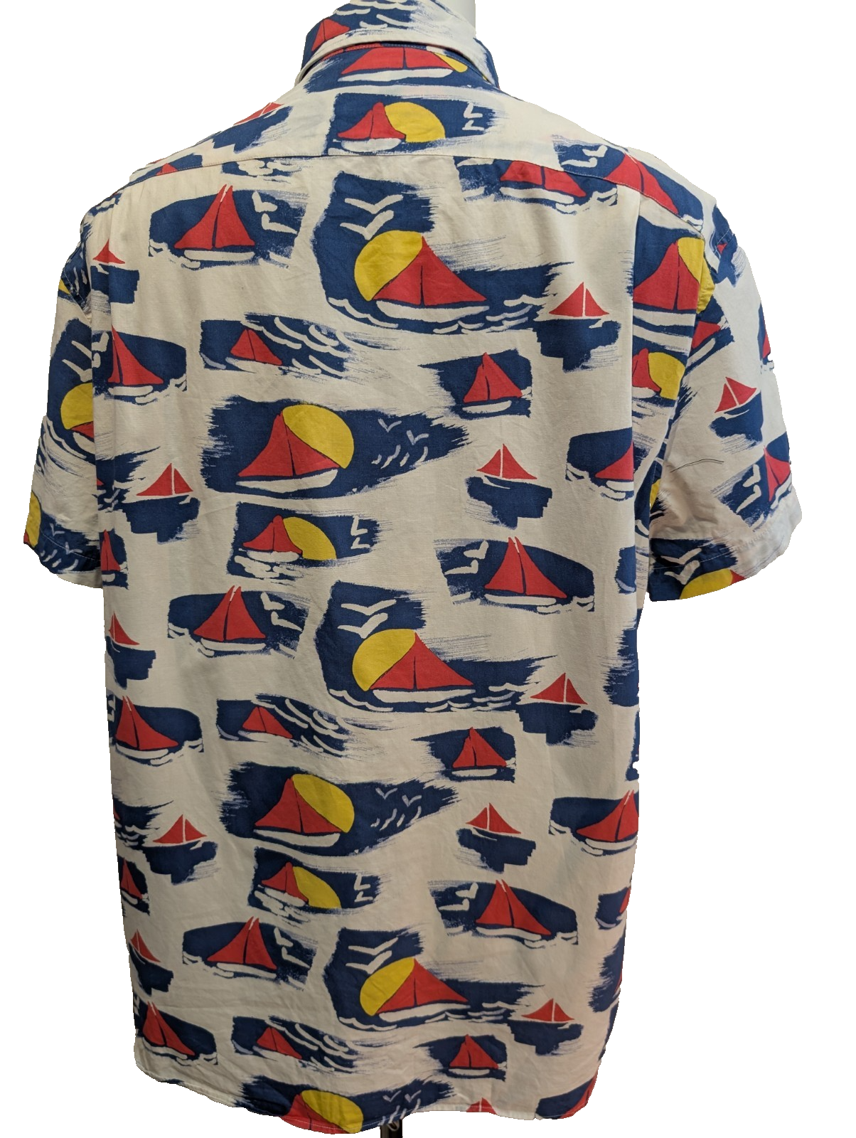 Chemise Hawaïenne J.Crew Slim XL Coton Blanc Motifs Voiliers Rouges