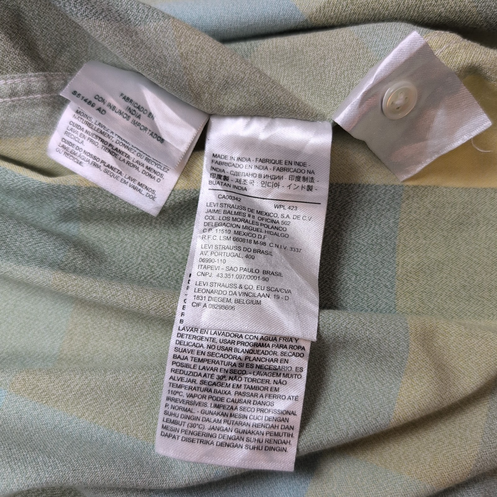 Chemise manches courtes Levi’s verte à carreaux western ranch cowboy  taille M