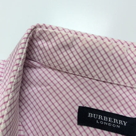 Chemise BURBERRY 100% Coton Rose Fuchsia L Logo Brodé Manches Longues