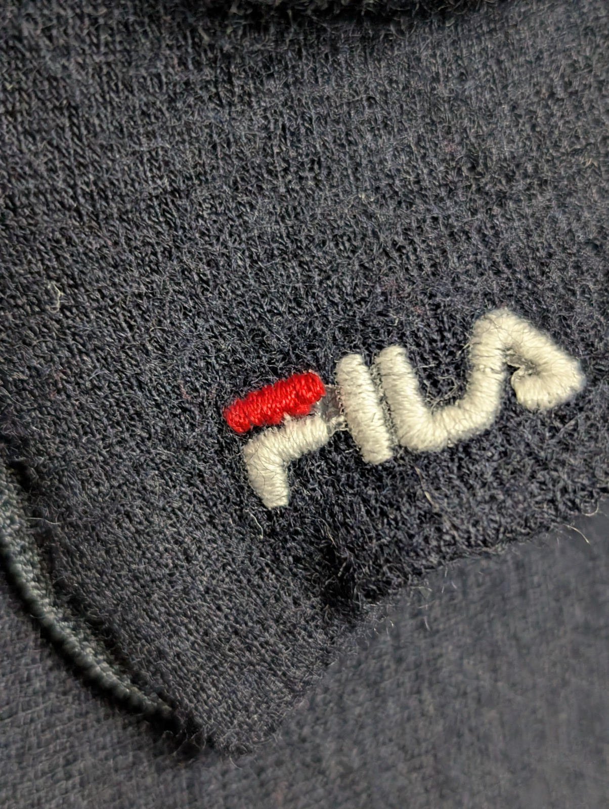 Pull Fila Vintage Femme Bleu Marine Col Zippé Toucher Cachemire - Taille 38