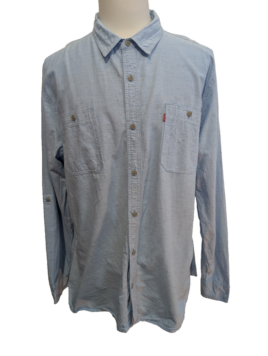 CHEMISE LEVI'S Coton Bleu Ciel XXL Homme Motif 2 Poches Manches Roulables