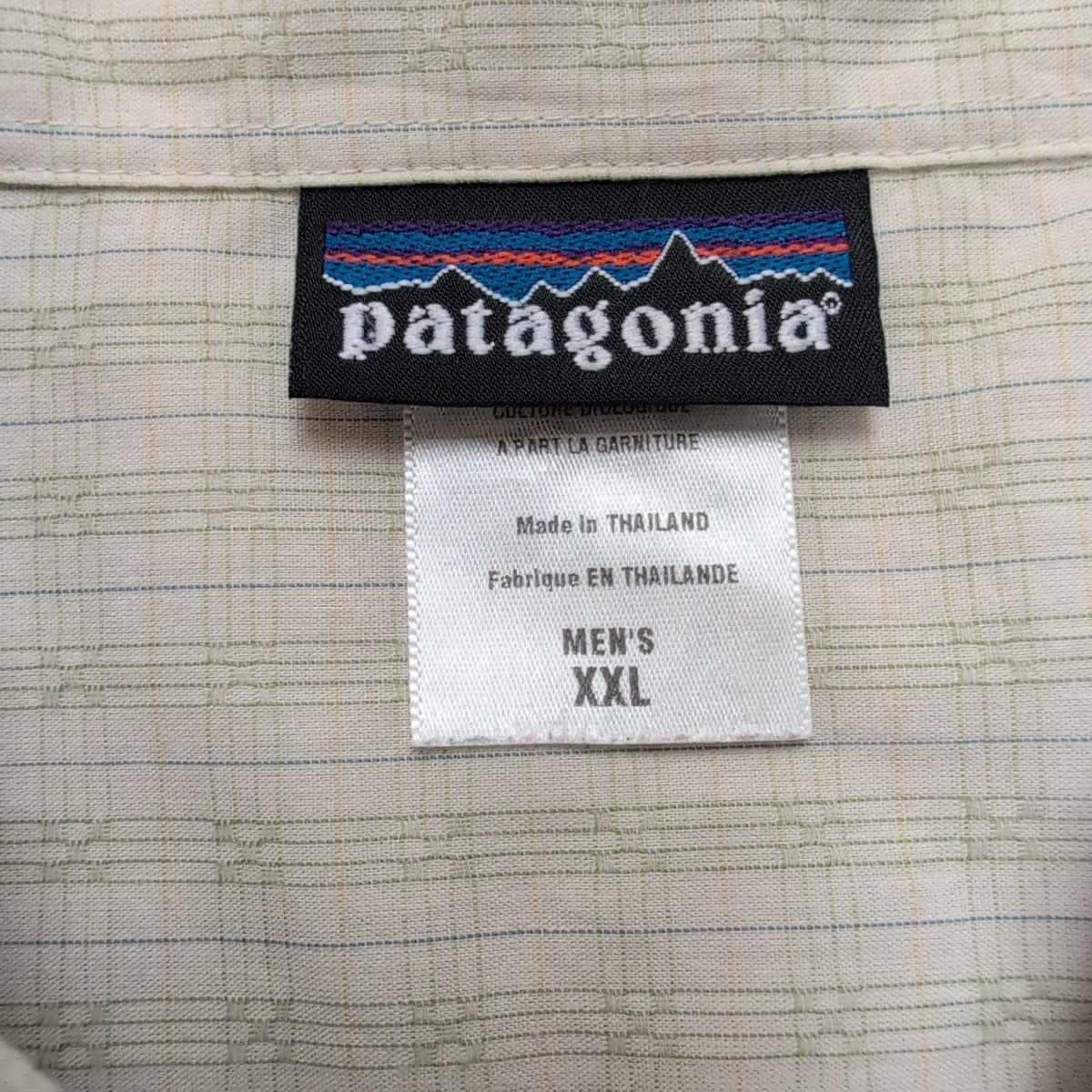 Chemise Patagonia 2XL Beige Vert Manches courtes Ventilée 2 Poches Outdoor