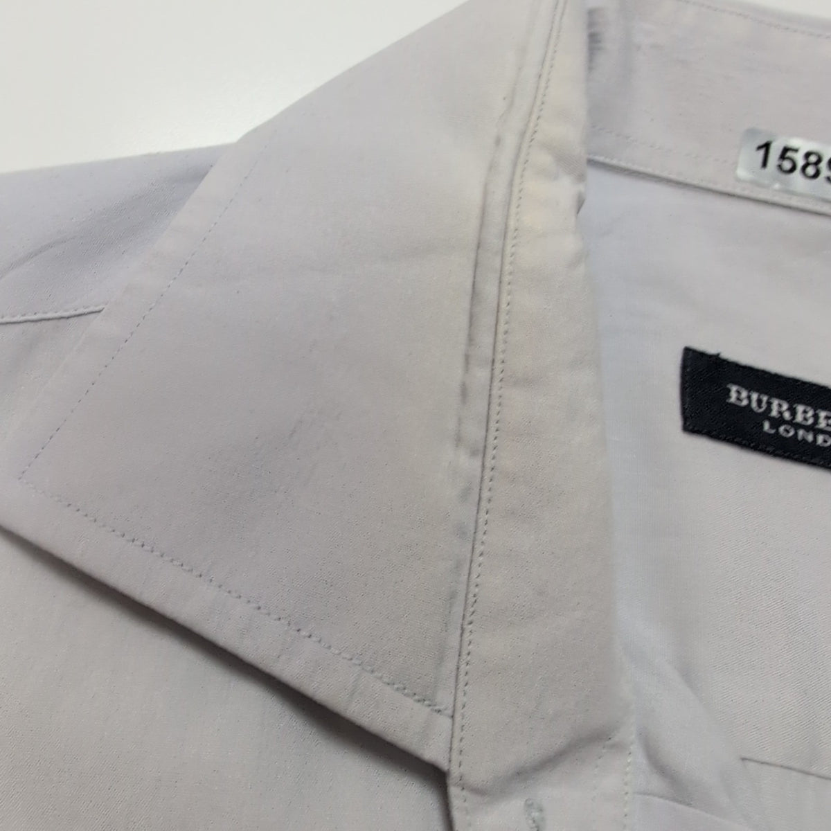 Chemise BURBERRY L Bleu Clair Logo Brodé 2 Boutons Polyester Coton manches long