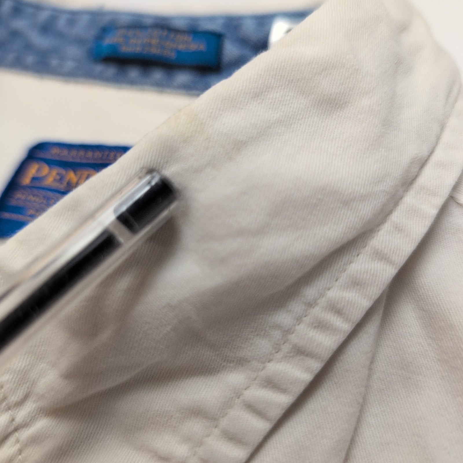 Chemise Pendleton L Blanc Cassé Coton Logo Brodé Une Poche Rare