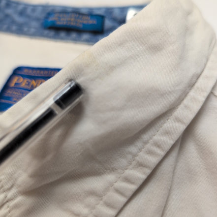 Chemise Pendleton L Blanc Cassé Coton Logo Brodé Une Poche Rare