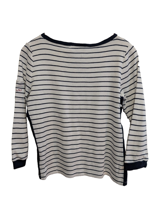 Pull femme LAUREN Ralph Lauren blanc marine rayures coton manches longues S
