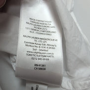 Chemise Ralph Lauren XS Blanche Logo Bleu Marine Manches Longues